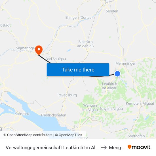 Verwaltungsgemeinschaft Leutkirch Im Allgäu to Mengen map