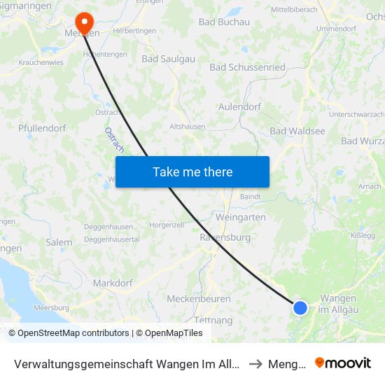 Verwaltungsgemeinschaft Wangen Im Allgäu to Mengen map