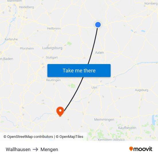 Wallhausen to Mengen map