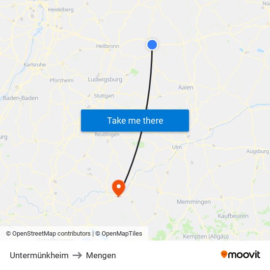 Untermünkheim to Mengen map