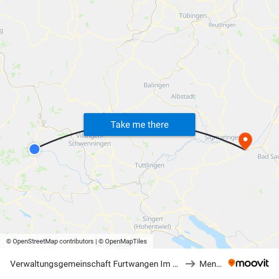 Verwaltungsgemeinschaft Furtwangen Im Schwarzwald to Mengen map