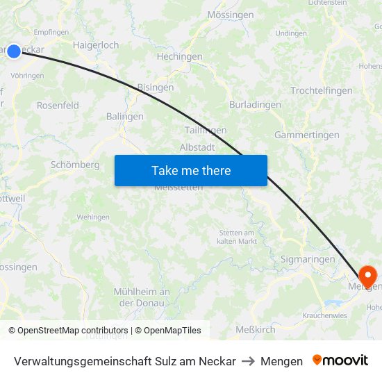 Verwaltungsgemeinschaft Sulz am Neckar to Mengen map