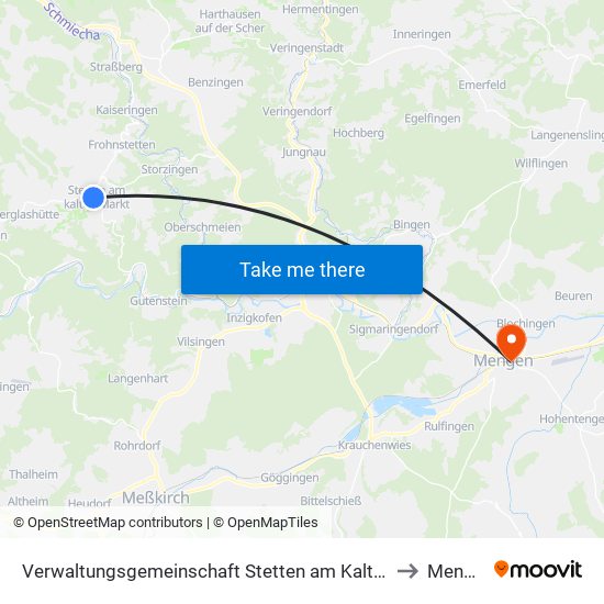 Verwaltungsgemeinschaft Stetten am Kalten Markt to Mengen map