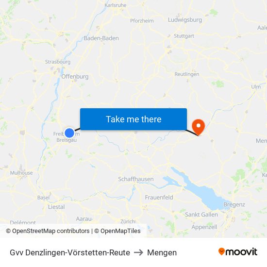 Gvv Denzlingen-Vörstetten-Reute to Mengen map