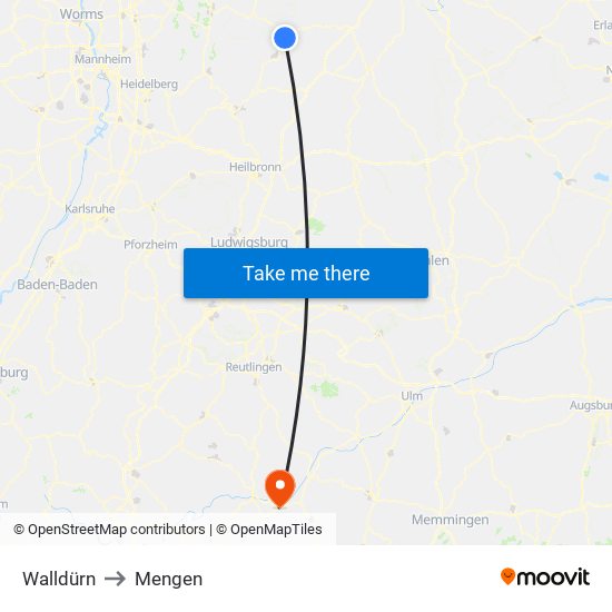 Walldürn to Mengen map