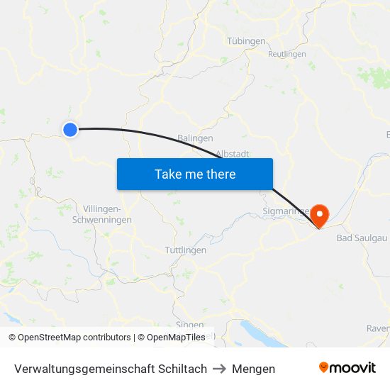 Verwaltungsgemeinschaft Schiltach to Mengen map