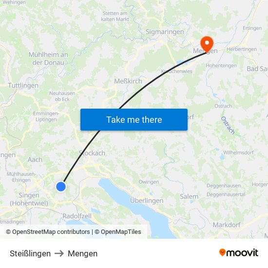 Steißlingen to Mengen map