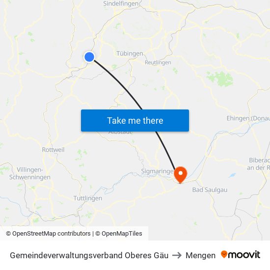 Gemeindeverwaltungsverband Oberes Gäu to Mengen map