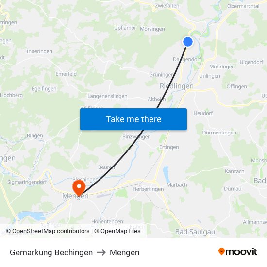 Gemarkung Bechingen to Mengen map