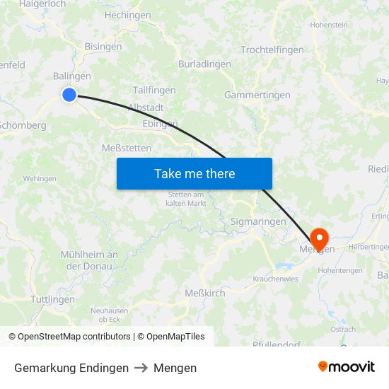 Gemarkung Endingen to Mengen map