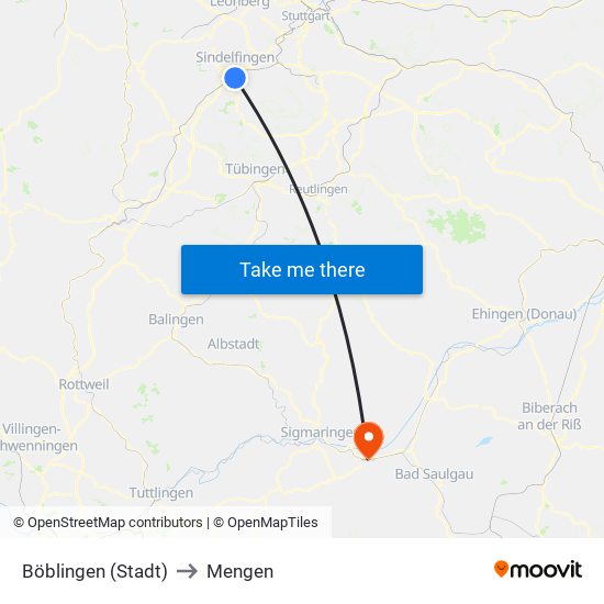 Böblingen (Stadt) to Mengen map