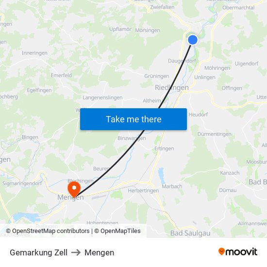 Gemarkung Zell to Mengen map