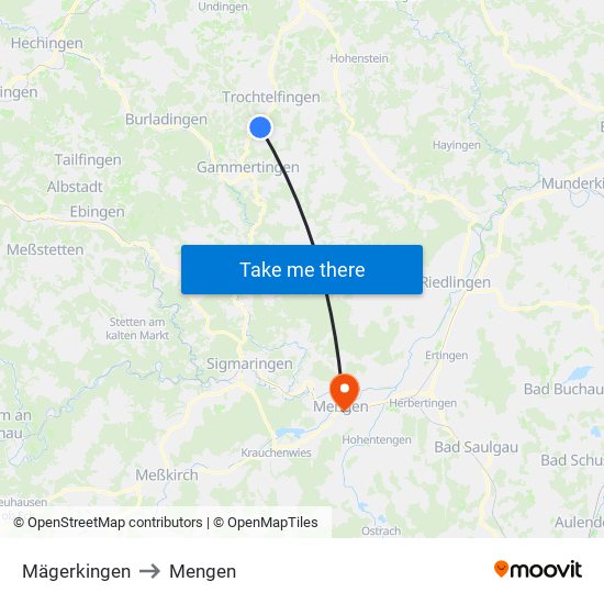 Mägerkingen to Mengen map