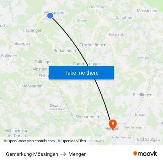 Gemarkung Mössingen to Mengen map