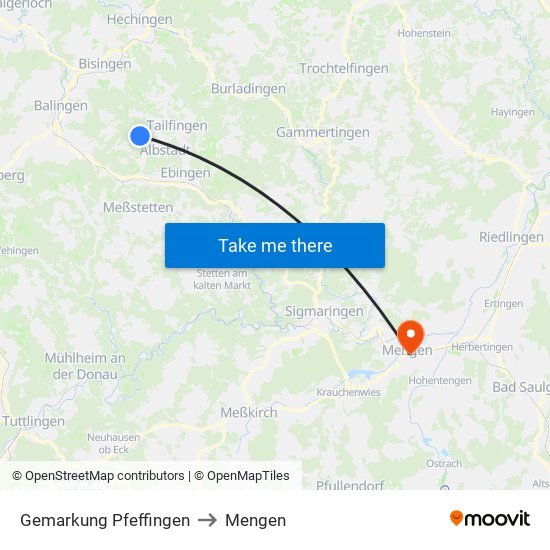 Gemarkung Pfeffingen to Mengen map