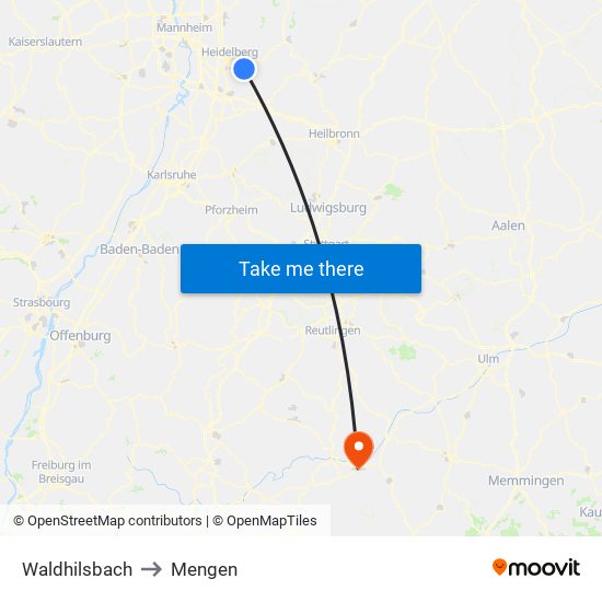 Waldhilsbach to Mengen map