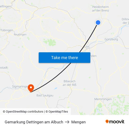 Gemarkung Dettingen am Albuch to Mengen map