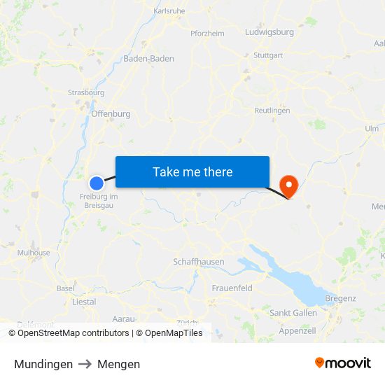 Mundingen to Mengen map
