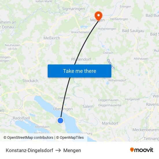 Konstanz-Dingelsdorf to Mengen map