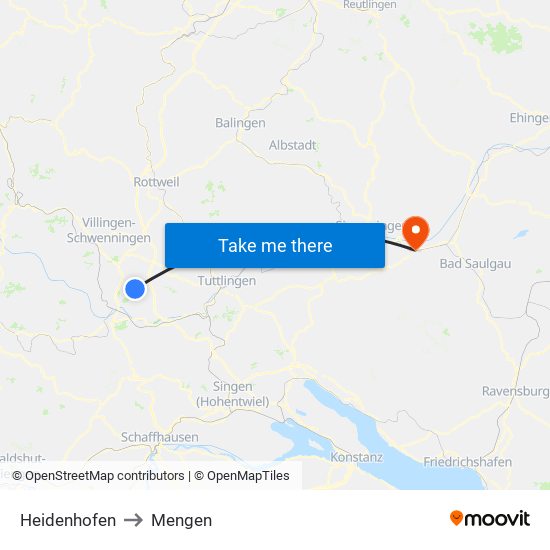 Heidenhofen to Mengen map