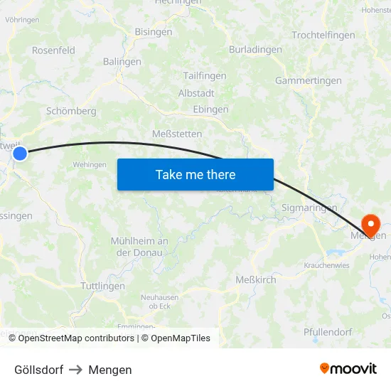Göllsdorf to Mengen map
