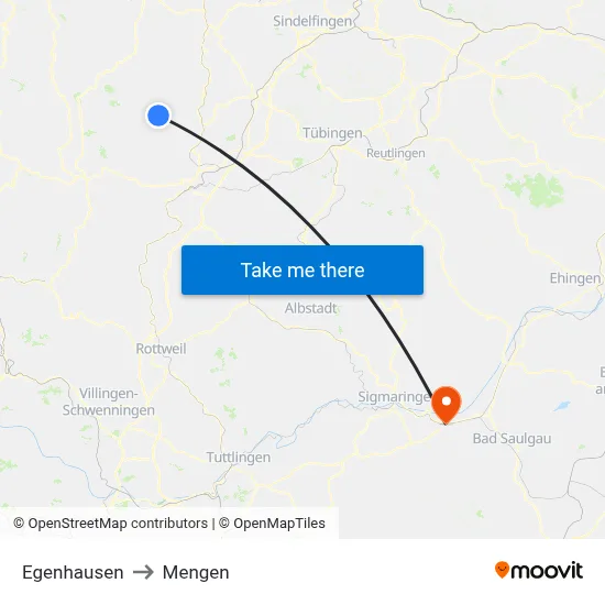 Egenhausen to Mengen map