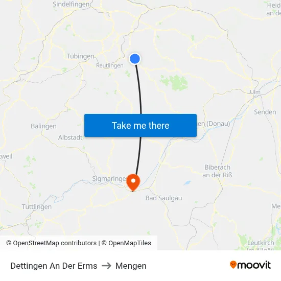 Dettingen An Der Erms to Mengen map