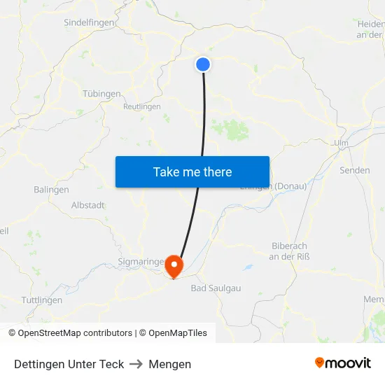 Dettingen Unter Teck to Mengen map