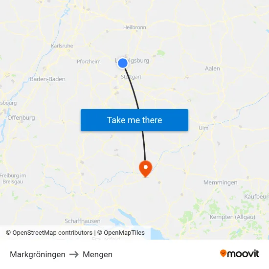 Markgröningen to Mengen map