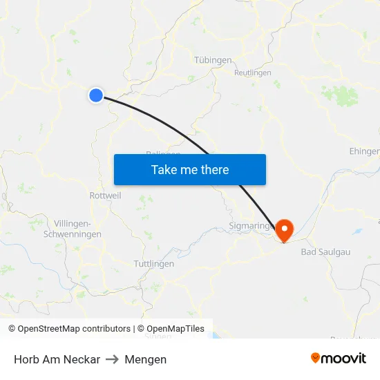 Horb Am Neckar to Mengen map