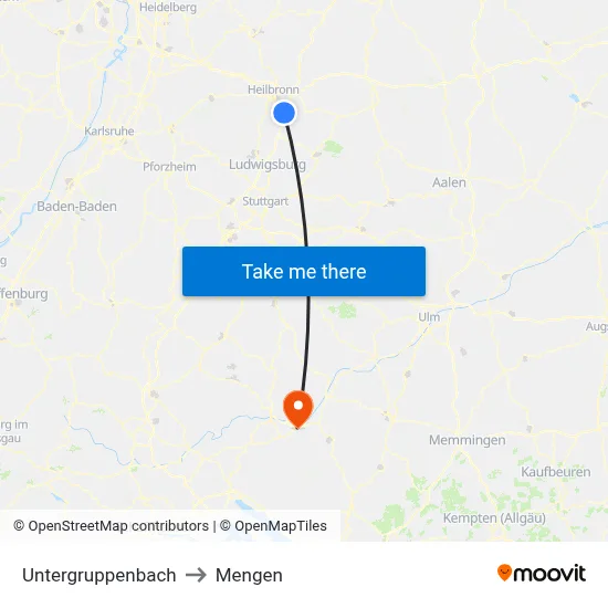 Untergruppenbach to Mengen map