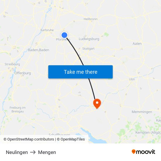 Neulingen to Mengen map