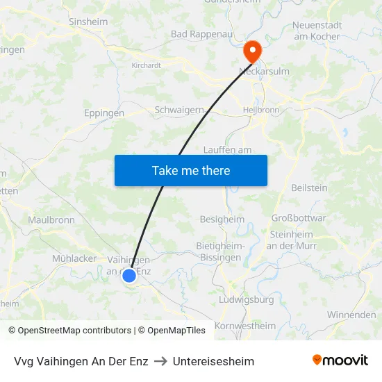 Vvg Vaihingen An Der Enz to Untereisesheim map