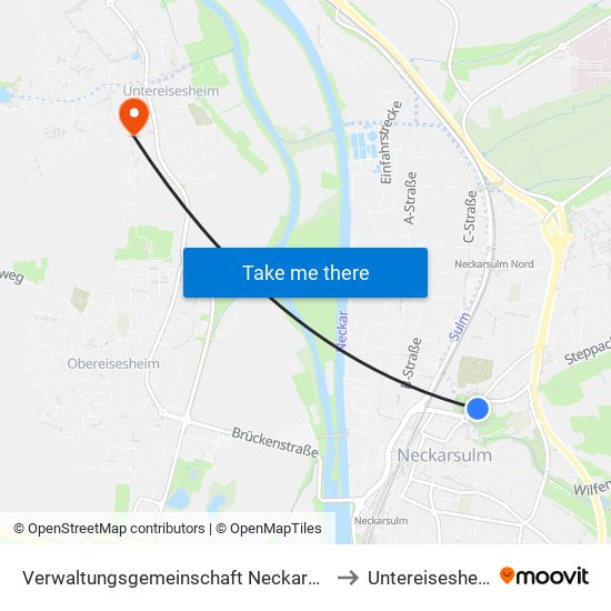 Verwaltungsgemeinschaft Neckarsulm to Untereisesheim map