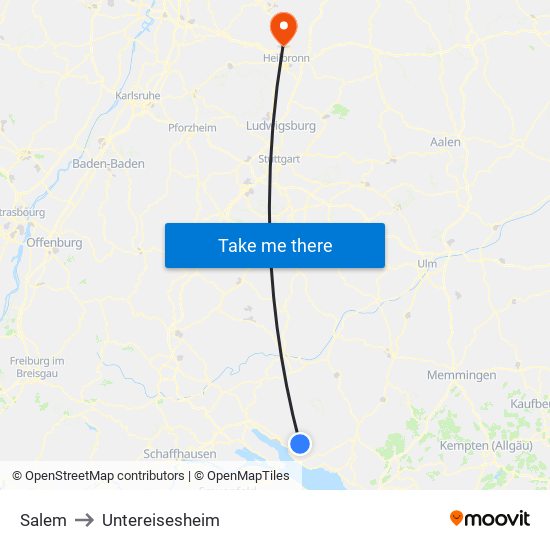 Salem to Untereisesheim map