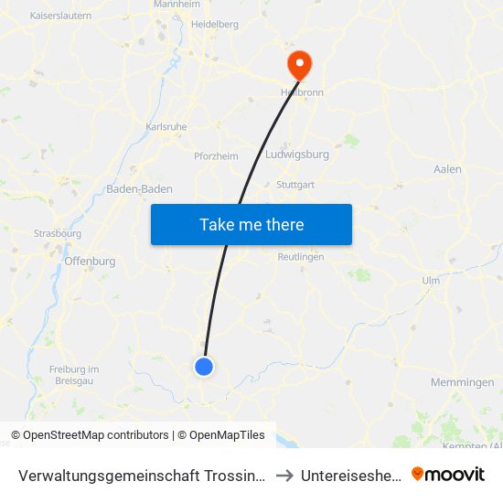 Verwaltungsgemeinschaft Trossingen to Untereisesheim map