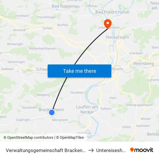 Verwaltungsgemeinschaft Brackenheim to Untereisesheim map