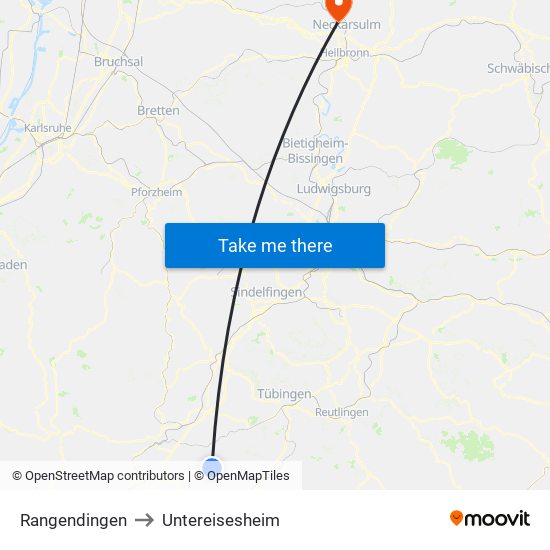 Rangendingen to Untereisesheim map