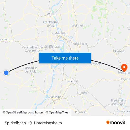 Spirkelbach to Untereisesheim map