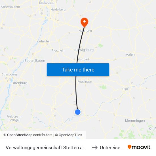 Verwaltungsgemeinschaft Stetten am Kalten Markt to Untereisesheim map
