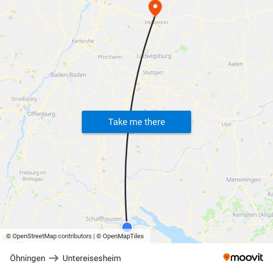 Öhningen to Untereisesheim map
