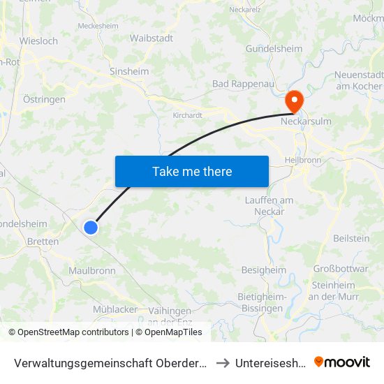 Verwaltungsgemeinschaft Oberderdingen to Untereisesheim map