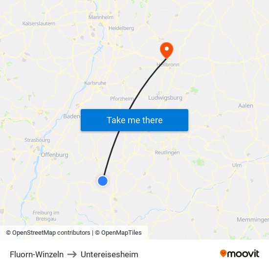 Fluorn-Winzeln to Untereisesheim map