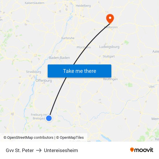 Gvv St. Peter to Untereisesheim map
