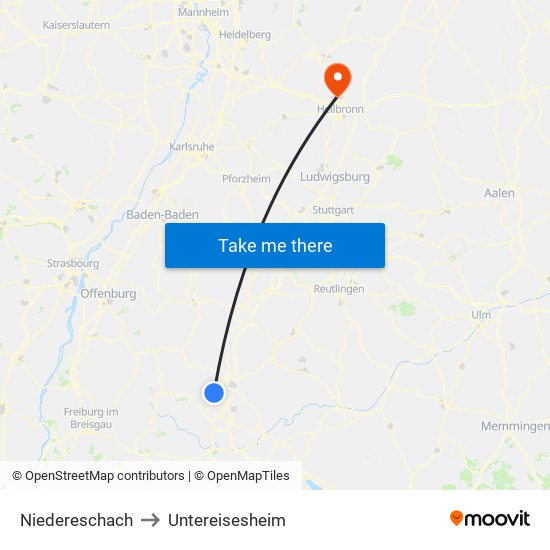 Niedereschach to Untereisesheim map