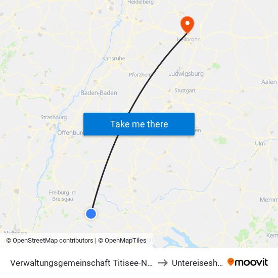 Verwaltungsgemeinschaft Titisee-Neustadt to Untereisesheim map