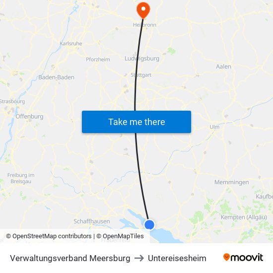 Verwaltungsverband Meersburg to Untereisesheim map
