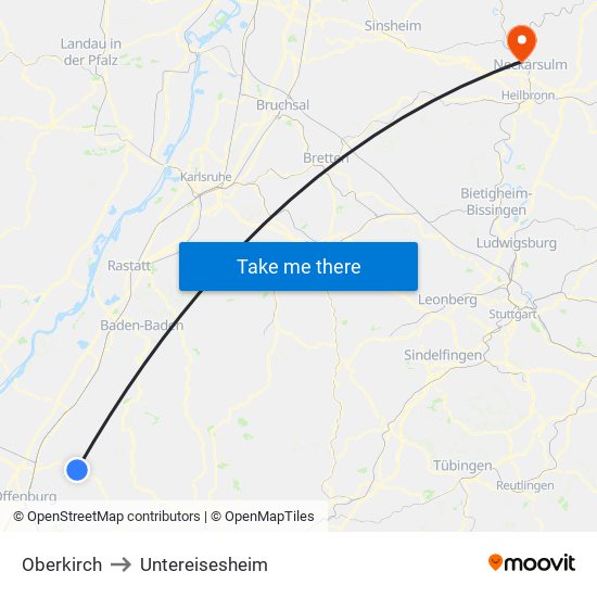 Oberkirch to Untereisesheim map