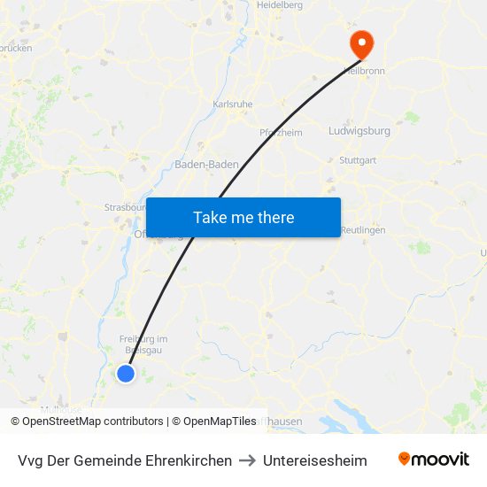 Vvg Der Gemeinde Ehrenkirchen to Untereisesheim map