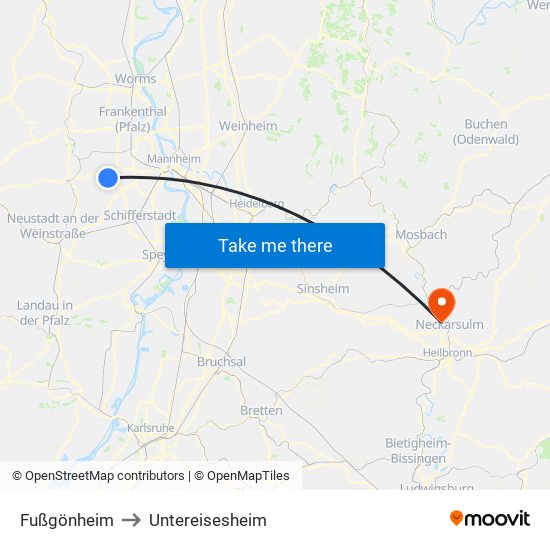 Fußgönheim to Untereisesheim map